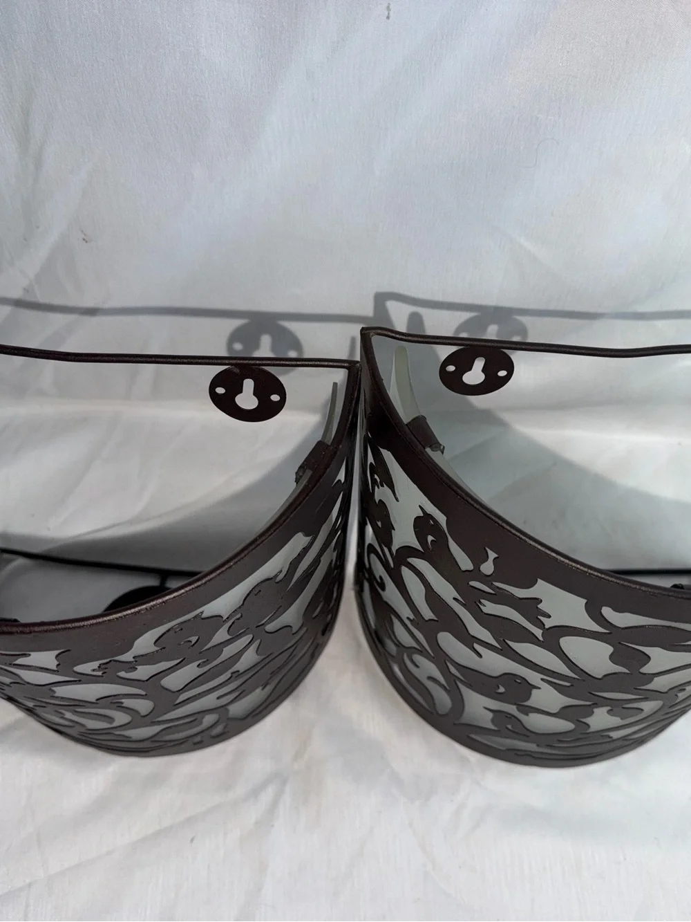 Set of 2 Bird & Branch Metal Wall Candle Sconces with Frosted Glass